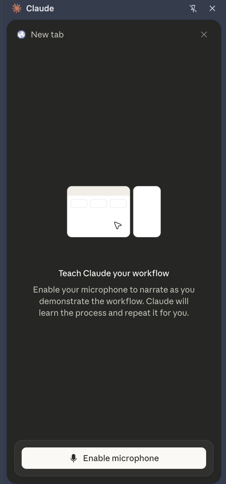 Claude in Chrome capturing browser interactions as a reusable prompt